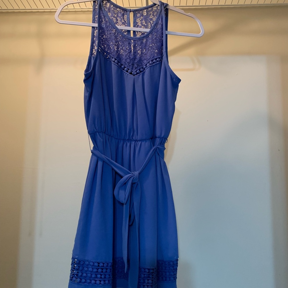 Juniors’ Iz Byer Lace Dress in Blue